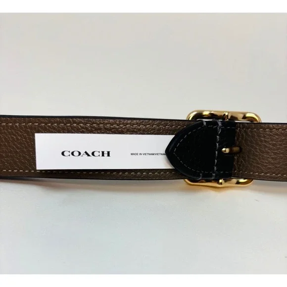 Coach CZ785 Reversible Replacement Adjustable Strap Black Gold Stone Leather NWT - Picture 3 of 12